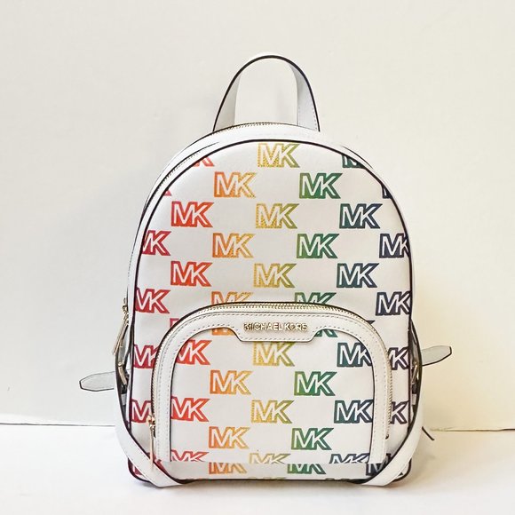 Michael Kors Jaycee Medium Backpack MK Rainbow Optic White Multi